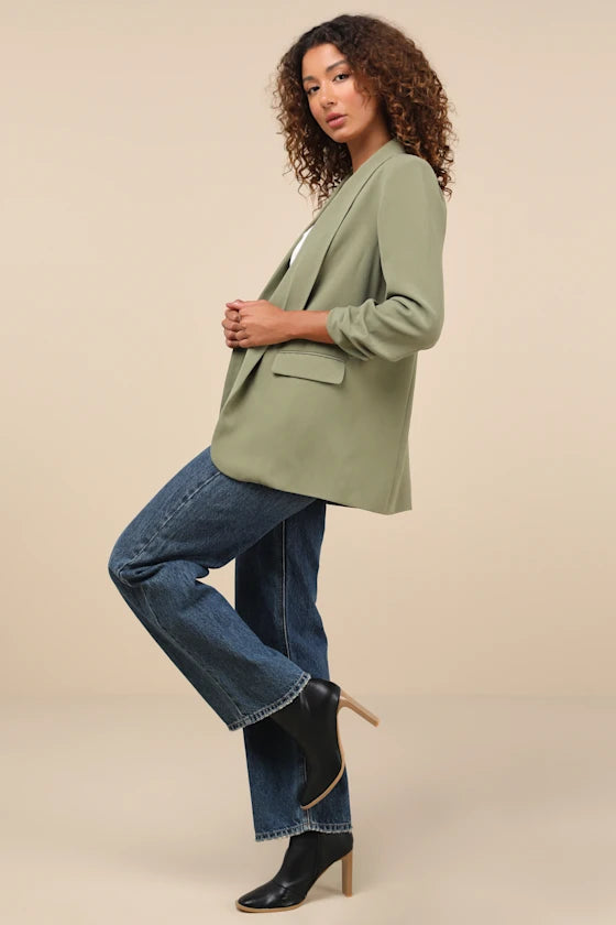 Lulu's Ruched Sleeve Blazer