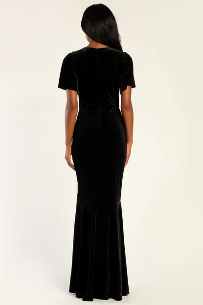Lulu Black Velvet Maxi Dress