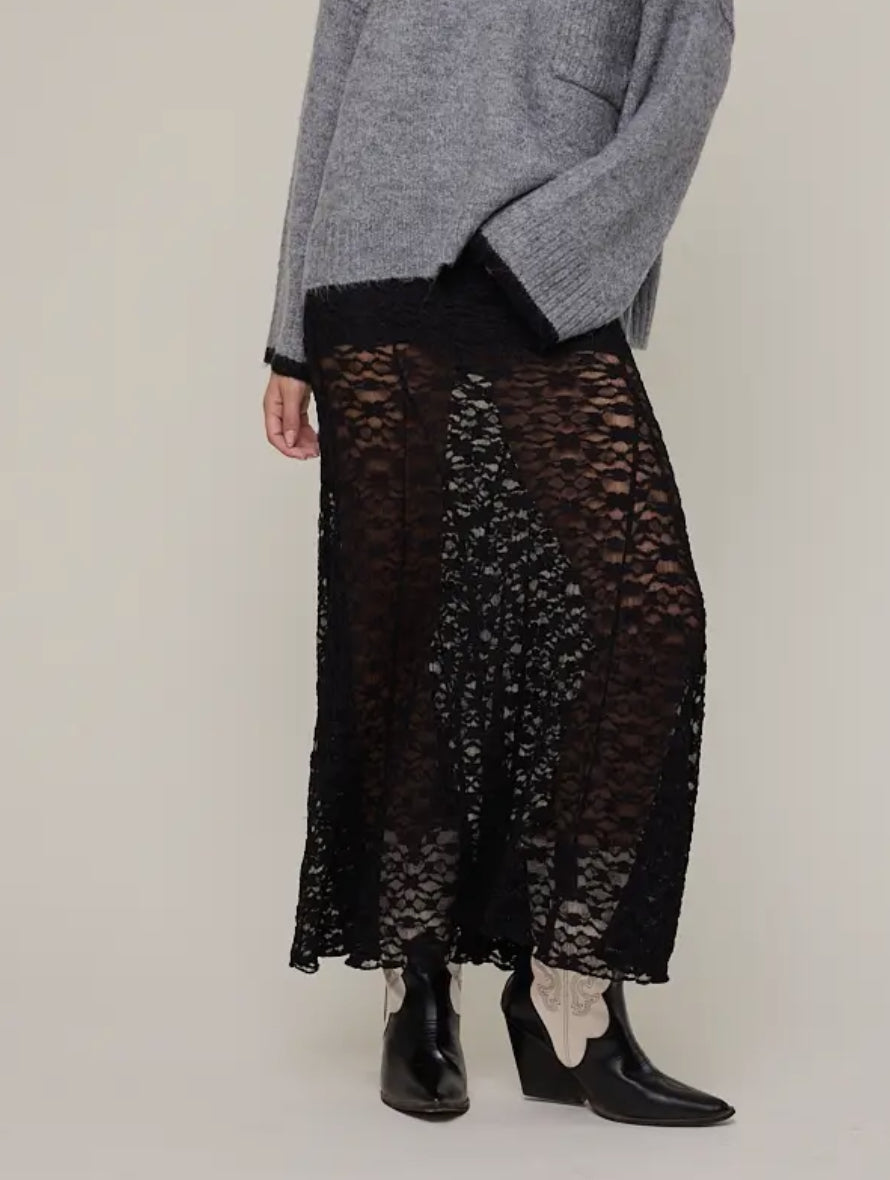 Floral See-Through Maxi Skirt