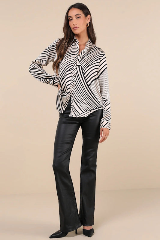 Lulu Blk/Crm Swirl Blouse