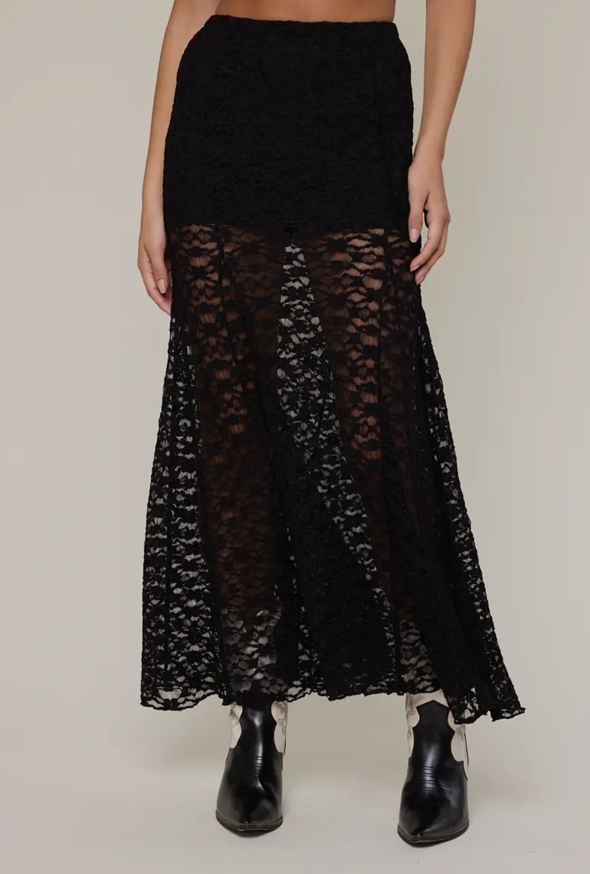 Floral See-Through Maxi Skirt