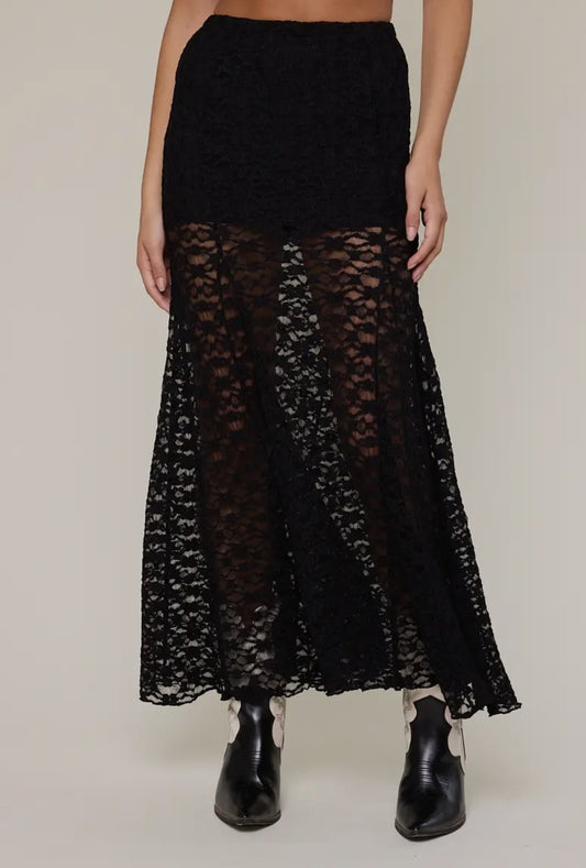 Floral See-Through Maxi Skirt