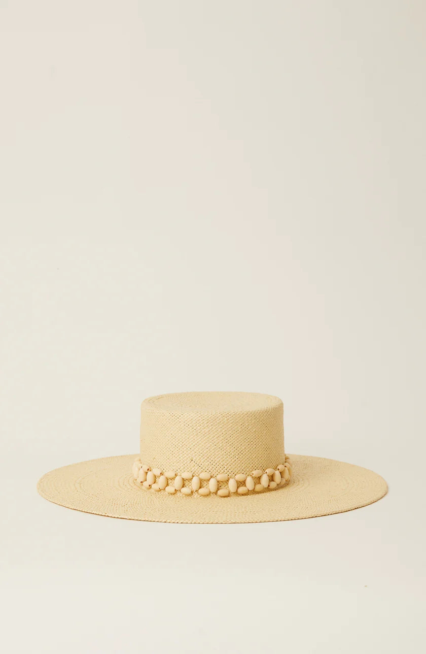 BTB Straw Natural Wood Bead Hat
