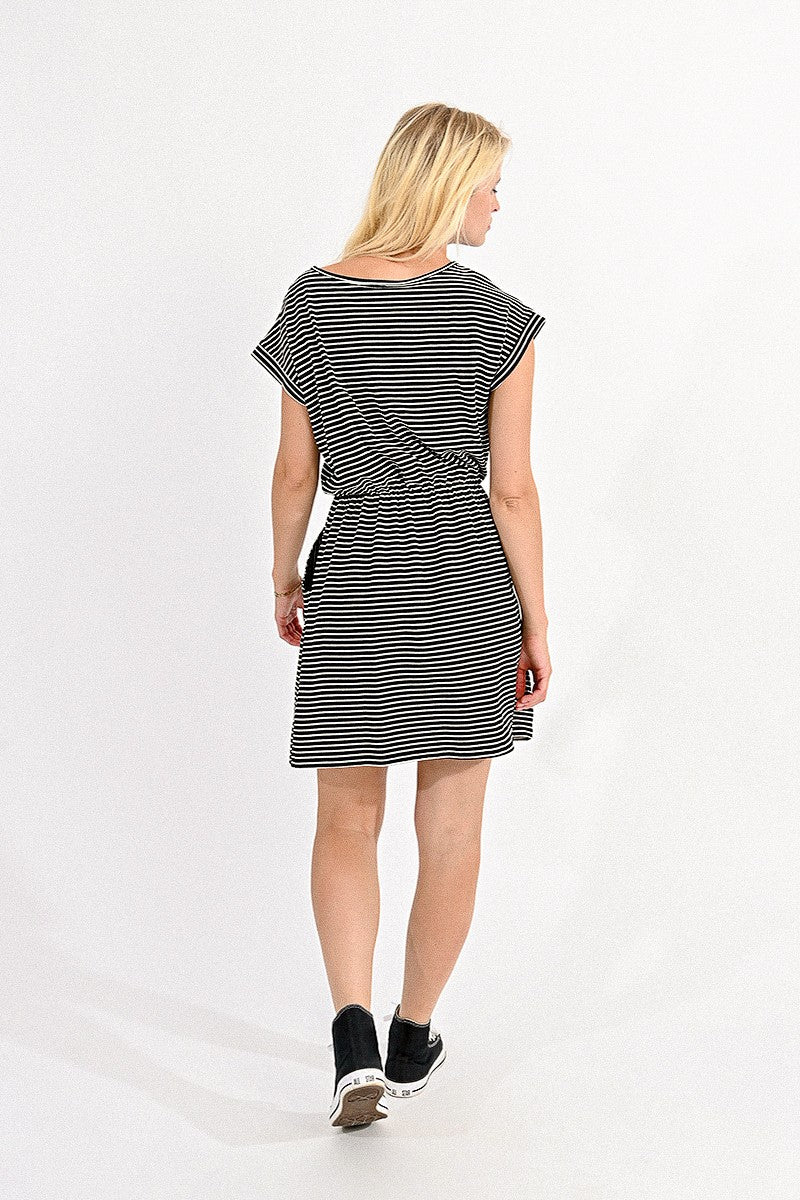 Molly B Blk/Wht Stripe Pocket Dress