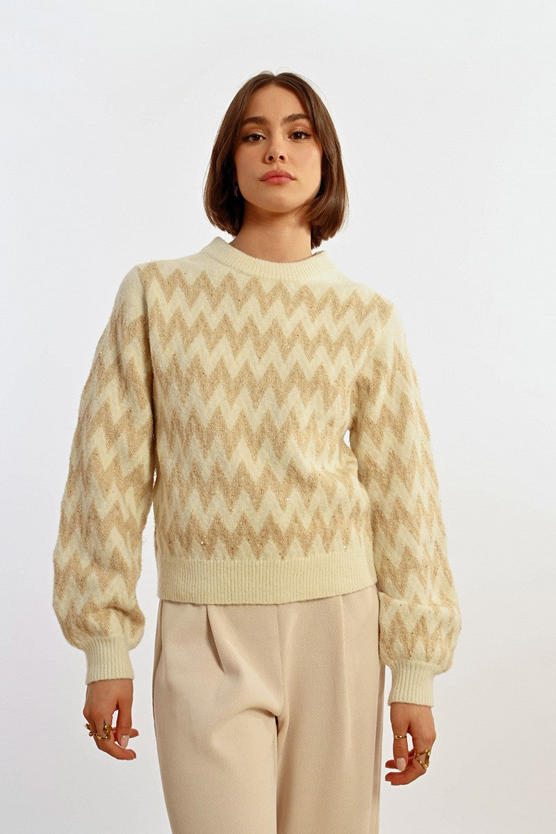 Molly B Cream Chevron Sweater