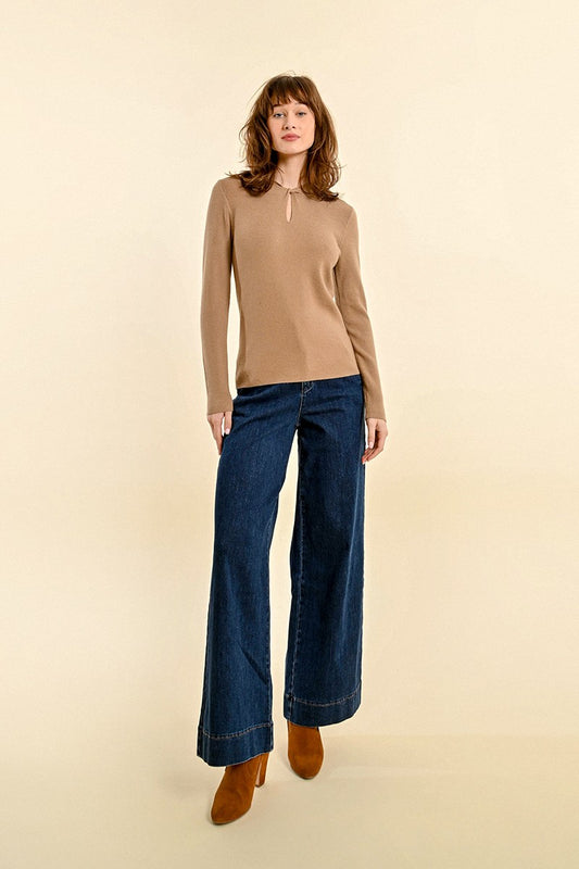 Molly B Tan Front Twist Sweater