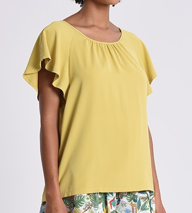 Molly B Yellow Curry Shirring Top